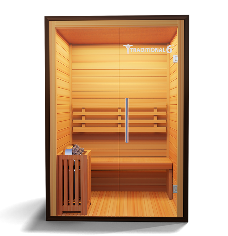 Tradtional 6 - 3 Person Indoor Sauna - Glass Front Only