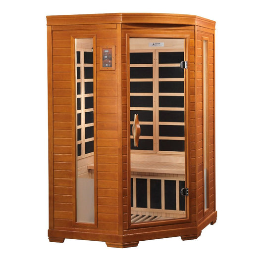 Dynamic Heming 2-person Corner Low EMF (Under 8MG) FAR Infrared Sauna (Canadian Hemlock) DYN-6225-02