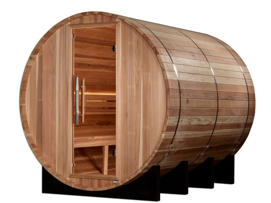 Golden Designs "Klosters" 6 Person Barrel Traditional Sauna -  Pacific Cedar GDI‐B006‐01