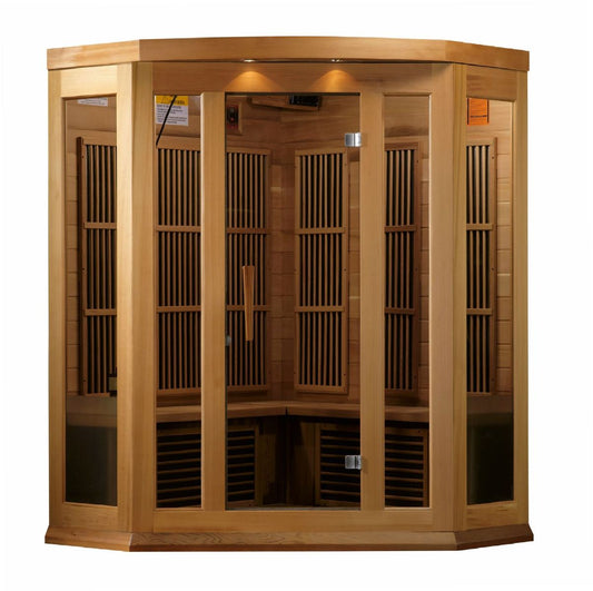 Maxxus 3-Person Corner Low EMF (Under 8MG) FAR Infrared Sauna (Canadian Red Cedar) MX-K356-01 CED