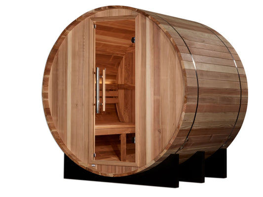 Golden Designs "St. Moritz" 2 Person Barrel Traditional Sauna -  Pacific Cedar GDI‐B002‐01