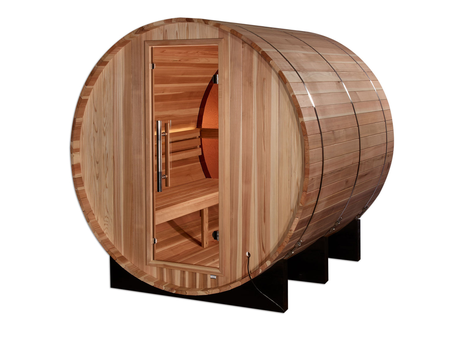 Golden Designs "Zurich" 4 Person Barrel with Bronze Privacy View - Traditional Sauna -  Pacific Cedar GDI‐B024‐01