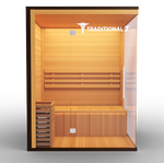 Traditional 7 - 3-4 Person Indoor Sauna - Glass Front & Left Wall