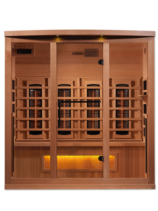 Golden Designs 4-Person Full Spectrum PureTech™ Near Zero EMF FAR Infrared Sauna with Himalayan Salt Bar (Canadian Hemlock) GDI-8040-02