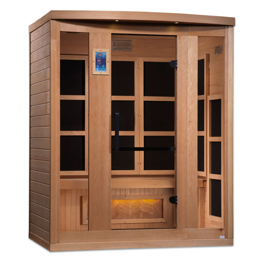 Golden Designs 3-Person "Hotel Edition" Full Spectrum PureTech™ Near Zero EMF FAR Infrared Sauna with Himalayan Salt Bar (Canadian Hemlock) GDI-8030-H3