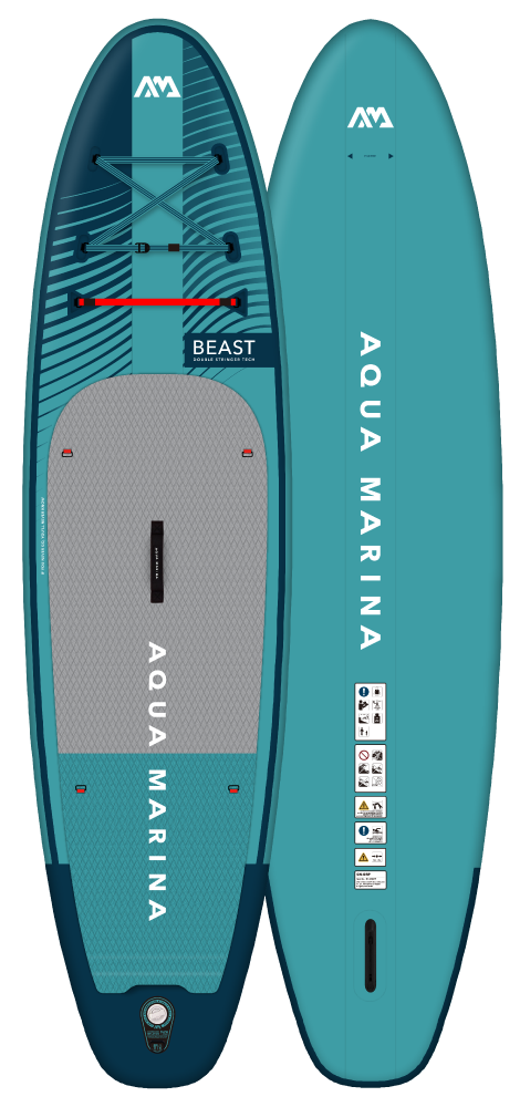 Beast (Aqua Splash) - Advanced  All-around Isup, 3.2m/15cm,  With Carbon/fiberglass Hybrid  Pastel Paddle And Coil Leash