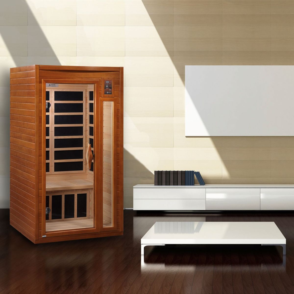 Dynamic Barcelona 1-2-person Low EMF (Under 8MG) FAR Infrared Sauna (Canadian Hemlock) DYN-6106-01