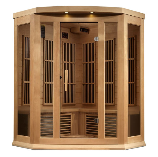 Maxxus 3-Person Corner Near Zero EMF (Under 2MG) FAR Infrared Sauna (Canadian Hemlock) MX-K356-01-ZF