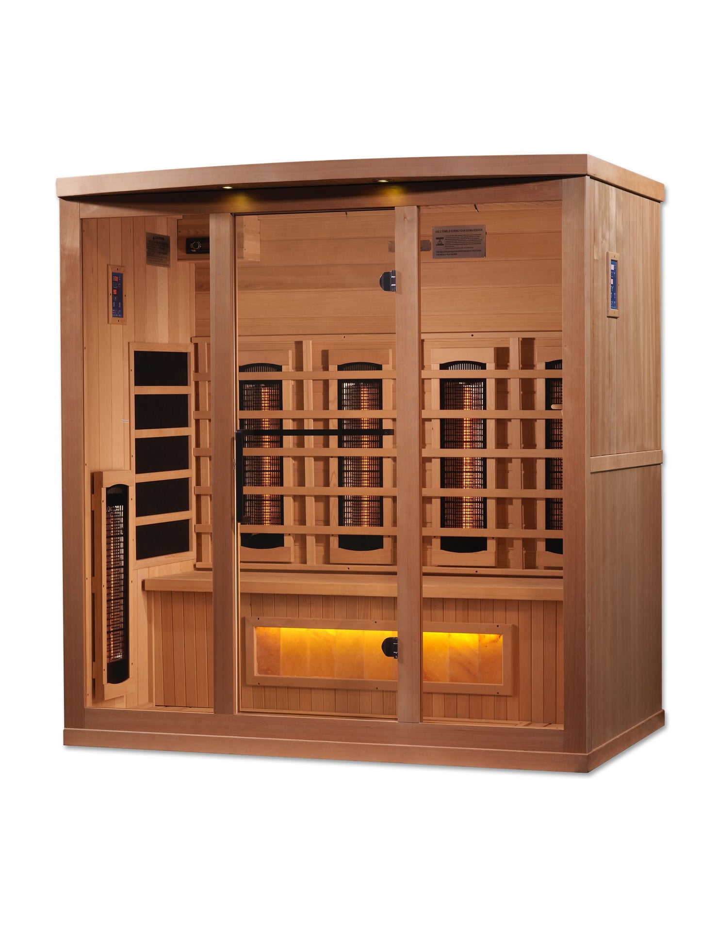 Golden Designs 4-Person Full Spectrum PureTech™ Near Zero EMF FAR Infrared Sauna with Himalayan Salt Bar (Canadian Hemlock) GDI-8040-02