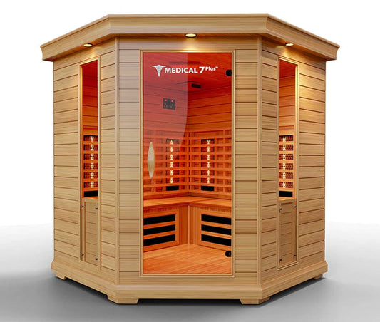 Medical 7 Plus - 4-6 Person Indoor Sauna - Corner Unit / Red Light Therapy included