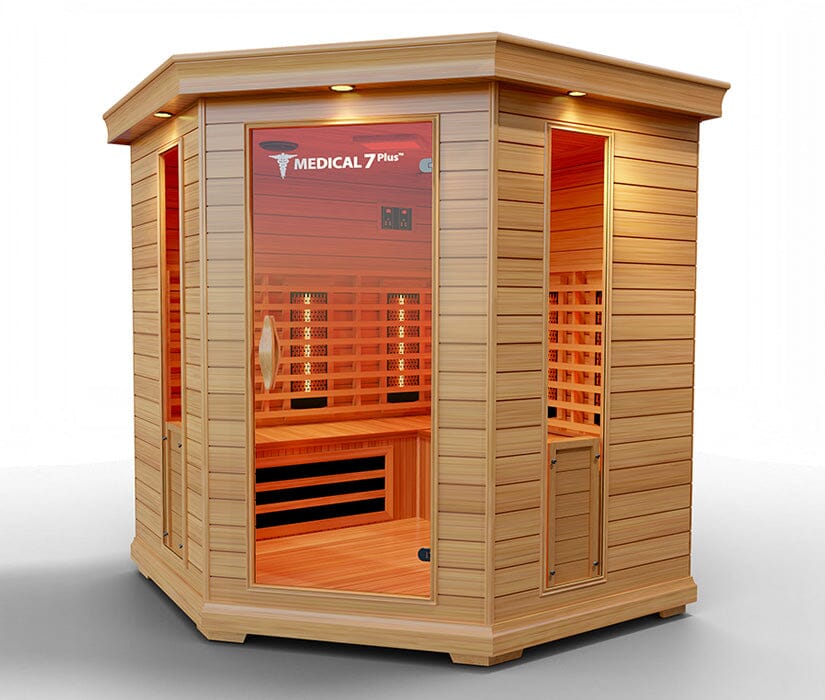 Medical 7 Plus - 4-6 Person Indoor Sauna - Corner Unit / Red Light Therapy included