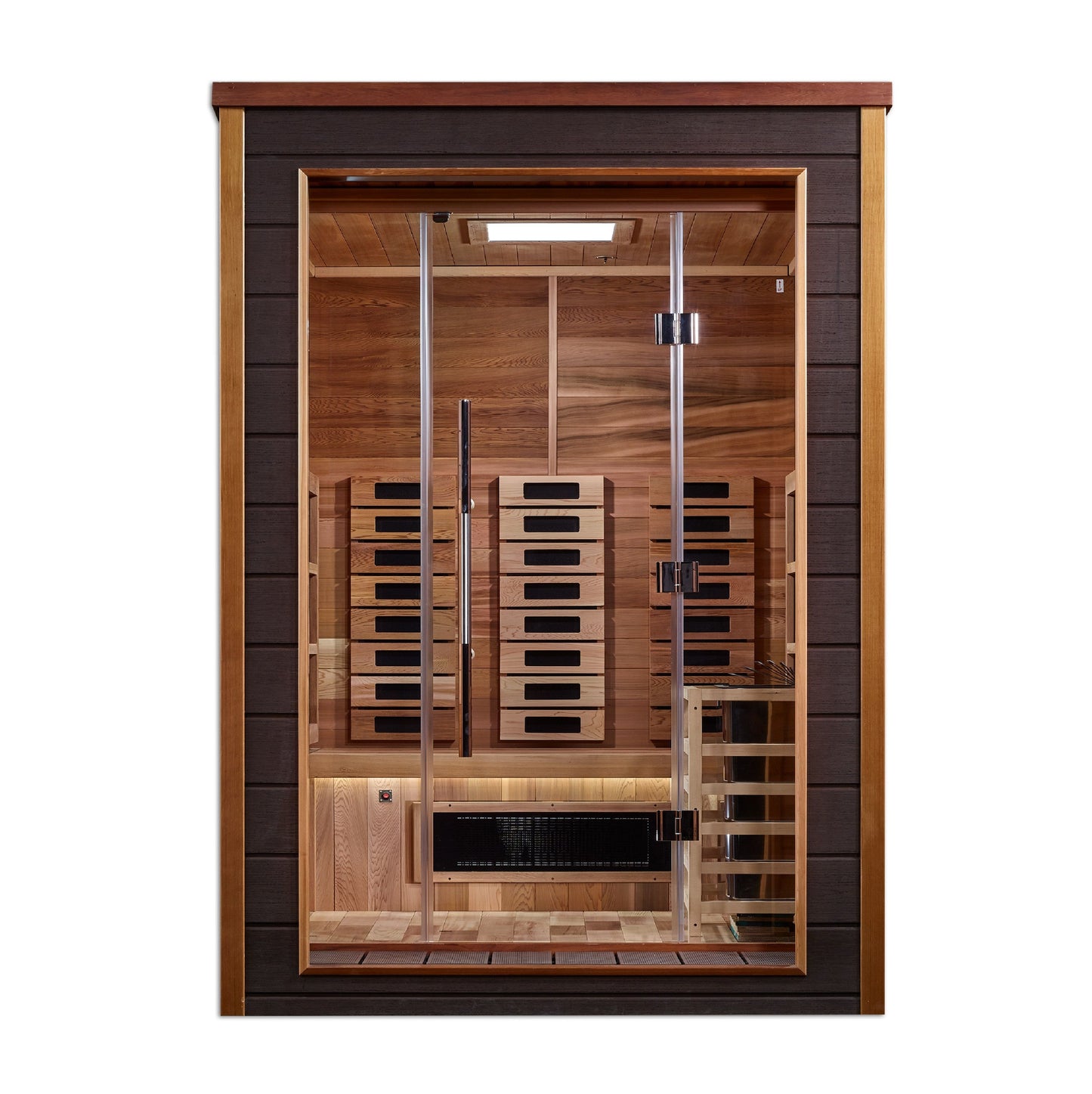 Golden Designs Nora 2 Person Hybrid (PureTech™ Full Spectrum IR or Traditional Stove) Outdoor Sauna  (GDI-8222-01)