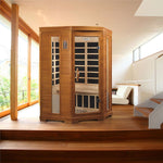 Dynamic Heming 2-person Corner Low EMF (Under 8MG) FAR Infrared Sauna (Canadian Hemlock) DYN-6225-02