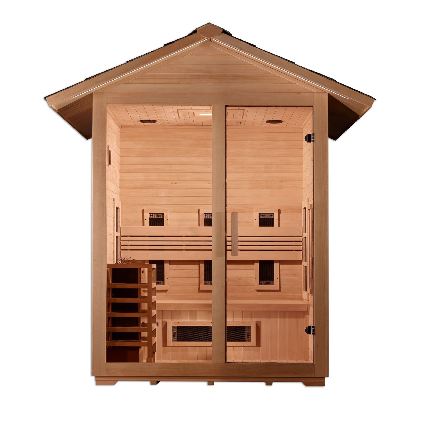 Golden Designs "Carinthia" 3 Person Hybrid (PureTech™ Full Spectrum IR or Traditional Stove) Outdoor Sauna GDI‐8123‐01