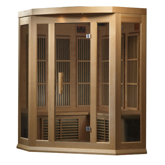 Maxxus 3-Person Corner Low EMF (Under 8MG) FAR Infrared Sauna (Canadian Hemlock) MX-K356-01 Hemlock